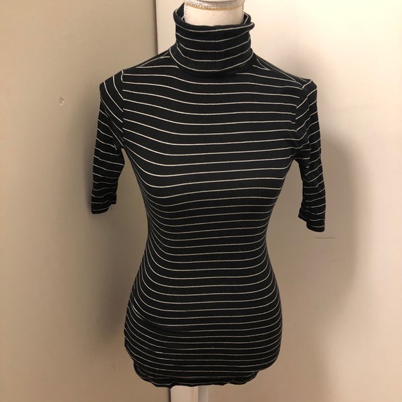 It Begins Now Black and White Striped Turtleneck - Picture 1 of 3